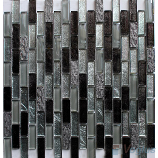 Grey Mix Subway Hand Painted Crystal Glass Tiles VG-HPC91