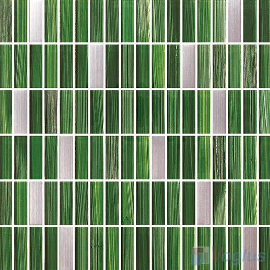 Office Green Strip Hand Painted Crystal Glass Tiles VG-HPC96