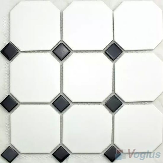Black White Large Octagon Porcelain Mosaic VC-BW93