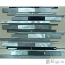 Linear Glass Aluminum Mosaic Tiles VM-AM59
