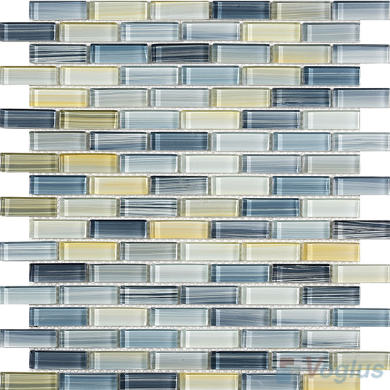Gray Brown Subway Hand Painted Glass Mosaic VG-HPC90