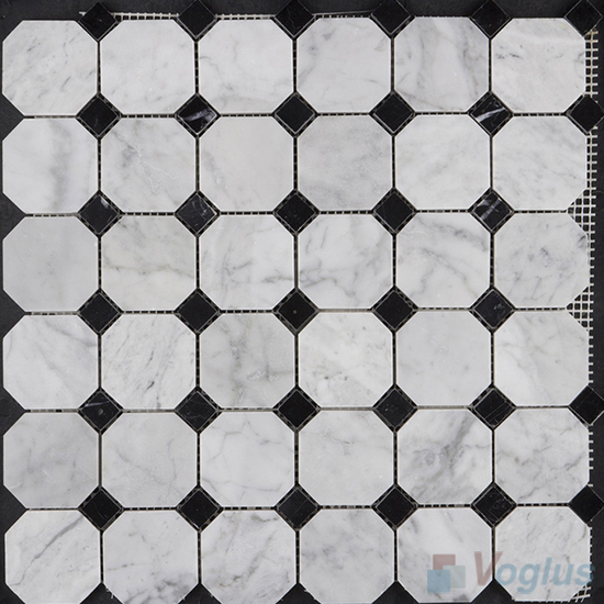 Carrara White Polished Octagon Marble Mosaic VS-MCW99