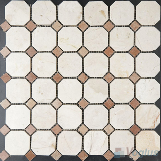 Crema Marfil Polished Octagon Marble Mosaic VS-MCM99
