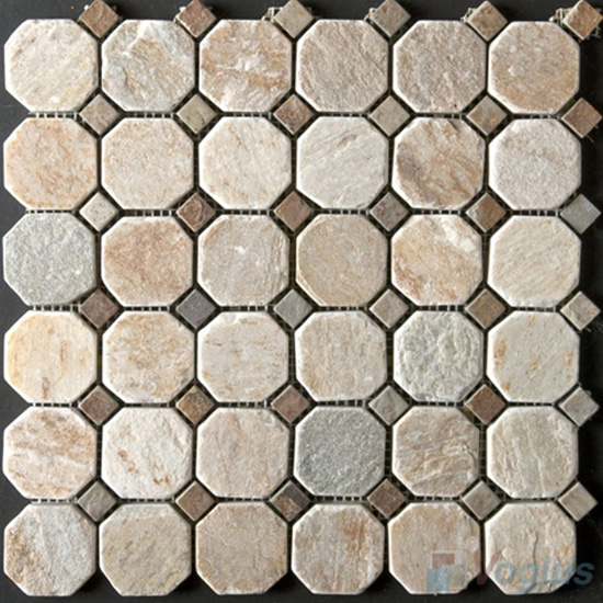 Octagon With Dot Quartz Stone Mosaic VS-Q92
