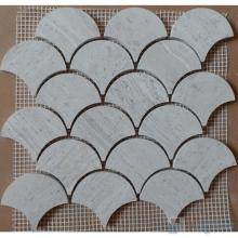 Wooden White Polished Large Fan Shape Fish Scale Marble Mosaic VS-MWG98